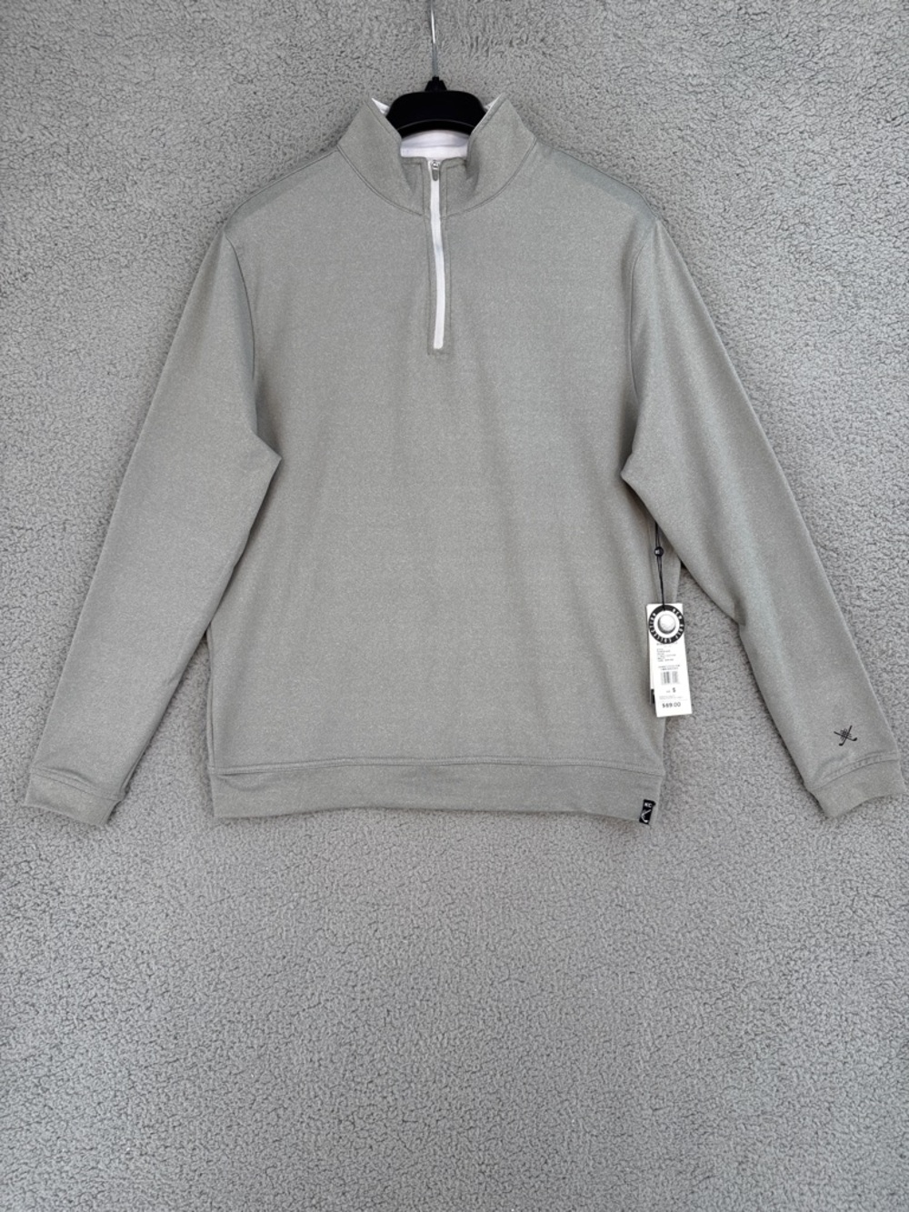 Kenneth Cole Mens Small Heather Gray quarter Zip Golf Sweater long sleeve upf50+